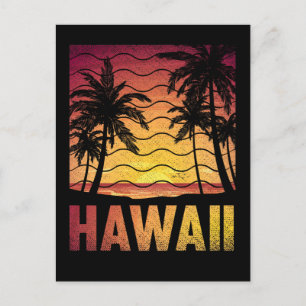 Carte Postale Coucher de soleil tropical Hawaï plage palmiers ha