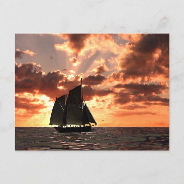 Carte Postale coucher du soleil (Devant)