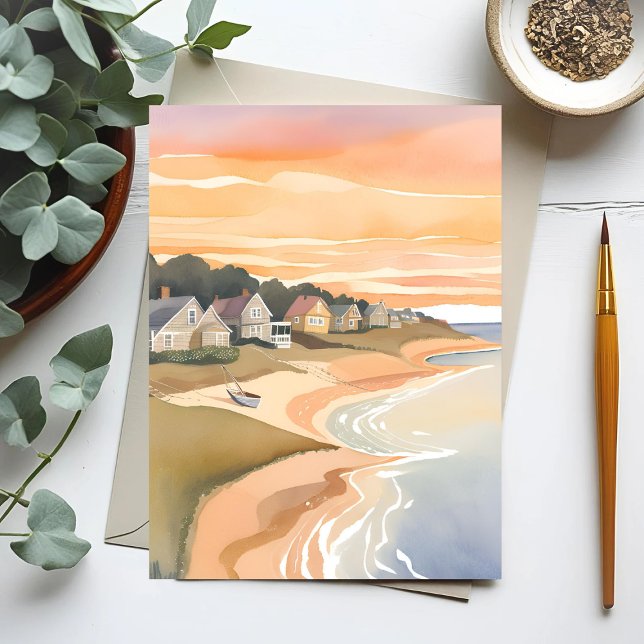 Carte Postale Coucher du soleil | Aquarelle de Martha (Créateur téléchargé)