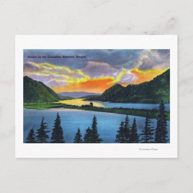 Carte Postale Coucher du soleil sur la rivière Columbia (Devant)