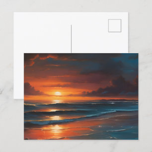 Carte Postale Coucher du soleil sur l'art marin
