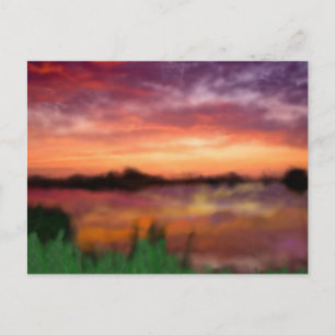 Carte Postale Coucher Le Soleil Sur L'Étang,