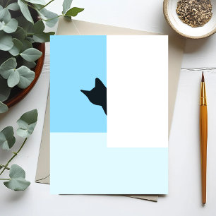 Carte Postale Coucou   Peinture de chat regardant autour du coin