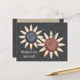 Carte Postale Coudre et scier