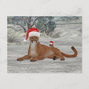 Carte Postale Cougar de Noël avec canapé