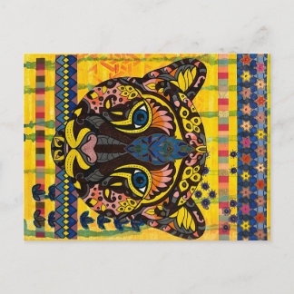 Carte Postale Cougar sur Bright Yellow Arrière - plan Post Card