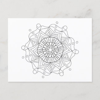 Carte postale couleur adulte avec Mandala Art orig