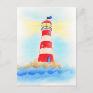 Carte postale couleur blanche du phare