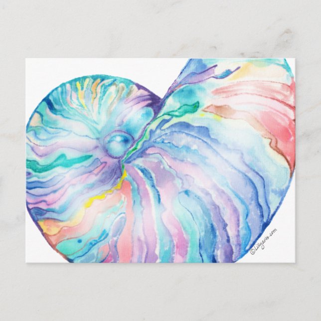Carte postale couleur bleu Nautilus Infinity Shell (Devant)