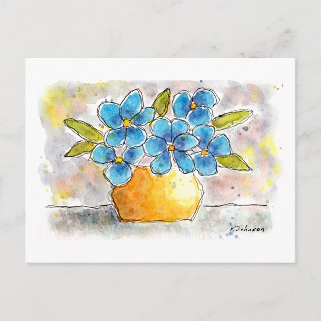 Carte postale couleur bleu violet aquarelle (Devant)