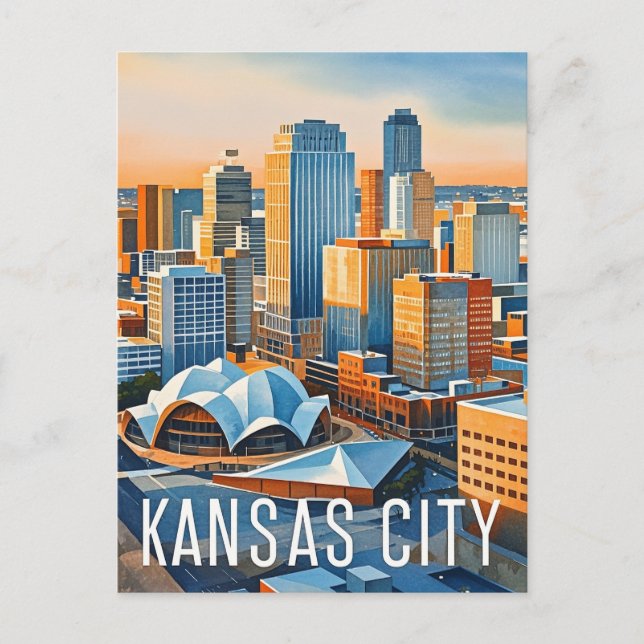 Carte Postale Couleur de l'eau de la ville de Kansas (Devant)