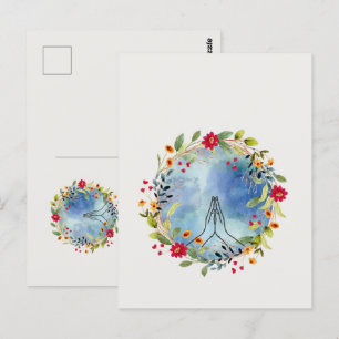 Carte Postale Couleur d'eau des mains de prière