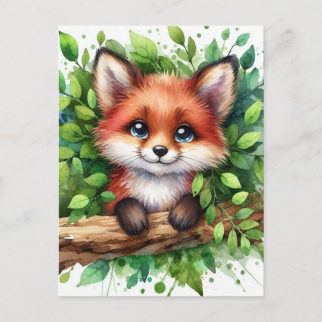 Carte Postale Couleur d'eau Red Fox (Devant)