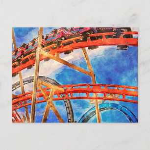 Carte postale couleur dessous de verre à rouleaux