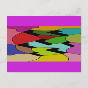 Carte Postale Couleur noire avec design d'art au milieu