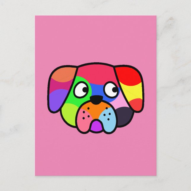 Carte Postale Couleurs arc-en-ciel Animaux de compagnie amusant  (Devant)