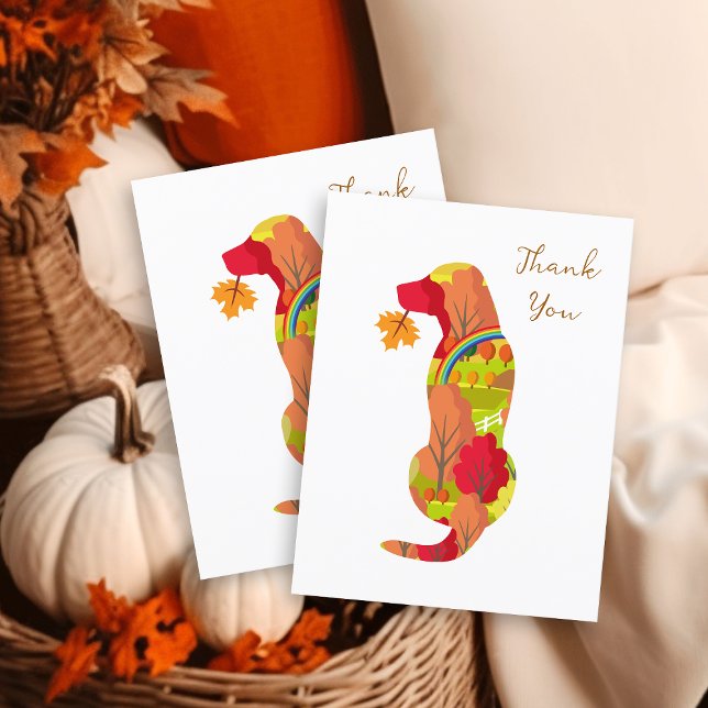 Carte Postale Couleurs d'automne Silhouette de Labrador Merci (Autumn Colors Labrador Silhouette Thank You Postcard for Labrador Owners.  Labrador Outline Design.)