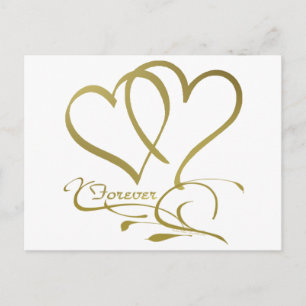 Carte Postale Couleurs de fond modifiables Forever Hearts Gold