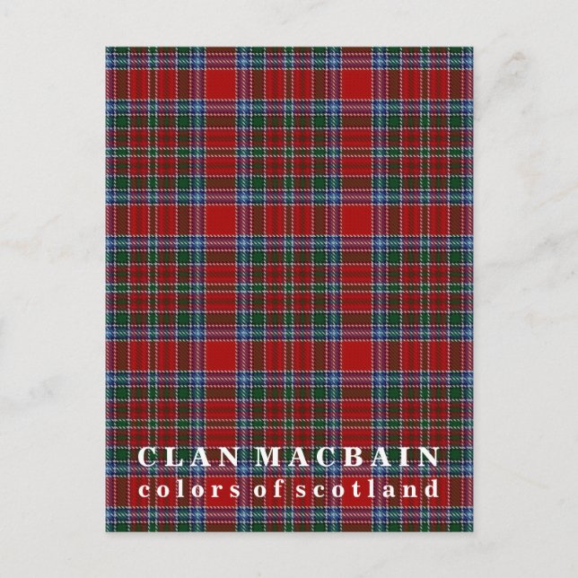 Carte Postale Couleurs de l'Ecosse Clan MacBain Tartan (Devant)