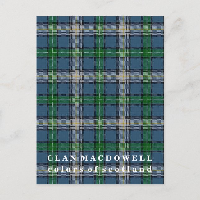 Carte Postale Couleurs de l'Écosse Clan MacDowell Tartan (Devant)