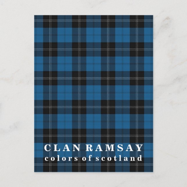 Carte Postale Couleurs de l'Ecosse Clan Ramsay Blue Hunting Tart (Devant)