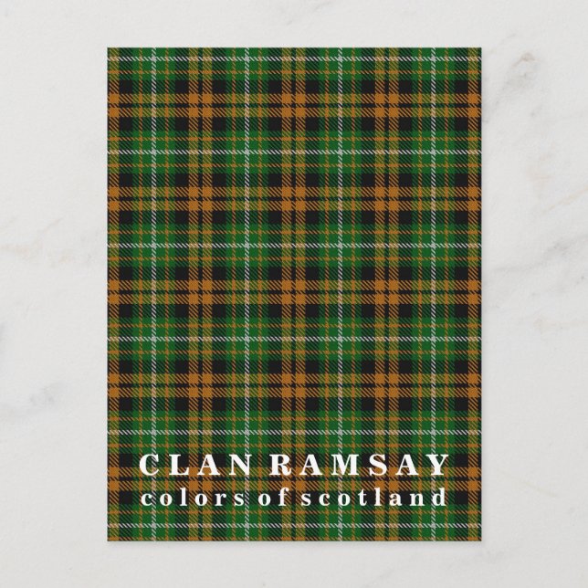 Carte Postale Couleurs du tartan de chasse du clan Ramsay d'Écos (Devant)
