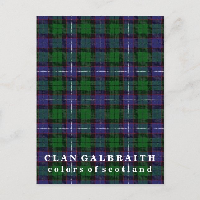 Carte Postale Couleurs écossaises Clan Galbraith Tartan (Devant)
