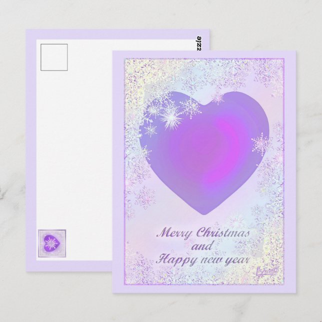 Carte Postale Couleurs pastel & coeurs violets battre (Devant / Derrière)