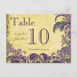 Carte Postale Couleurs Peacock violet Paisley Mariage Numéro de 