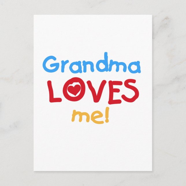 Carte Postale Couleurs primaires Grand-mère m'aime T-shirts (Devant)