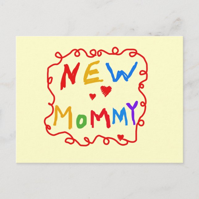 Carte Postale Couleurs primaires Texte Nouveaux T-shirts maman (Devant)