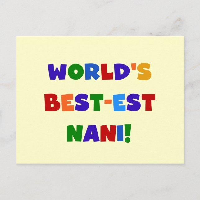 Carte Postale Couleurs vives Meilleurs T-shirts et cadeaux Nani (Devant)