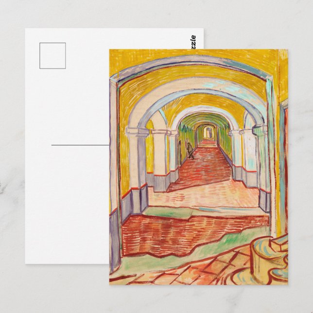 Carte Postale Couloir de Van Gogh Asile Jaune Art Impressionnist (Devant / Derrière)