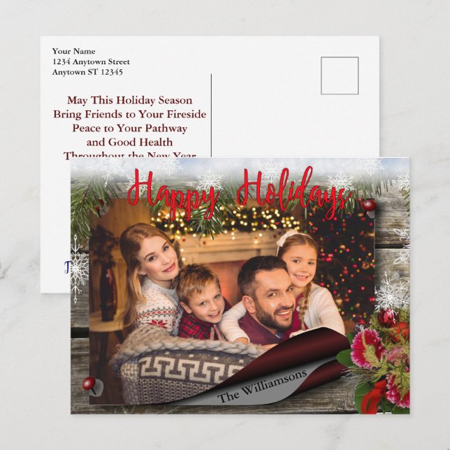 Carte Postale Country Bulletin Board Happy Holidays Photo (Devant / Derrière)