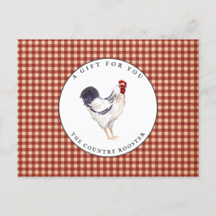 Carte Postale Country Rooster Farmhouse Certificat cadeau