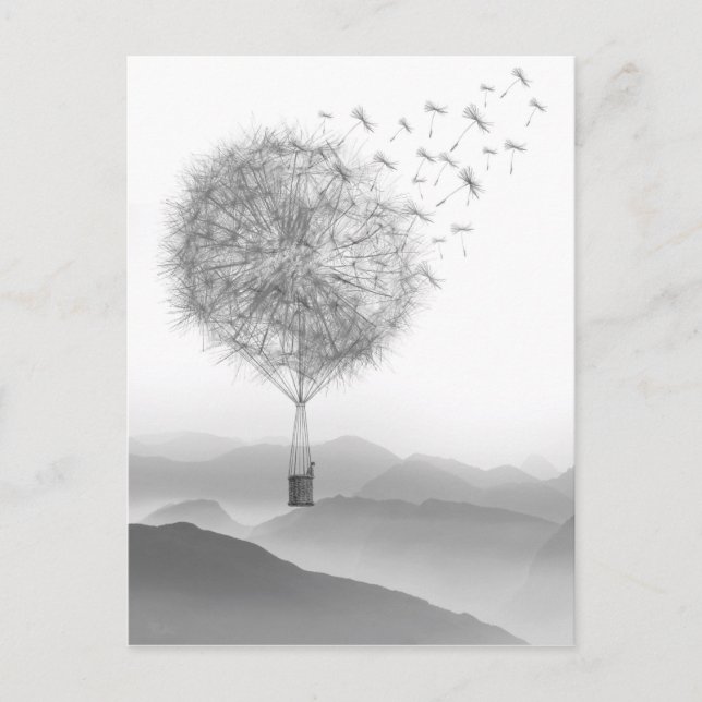 Carte Postale Coup De Graines De Dandelion À Ballons À Air Chaud (Devant)