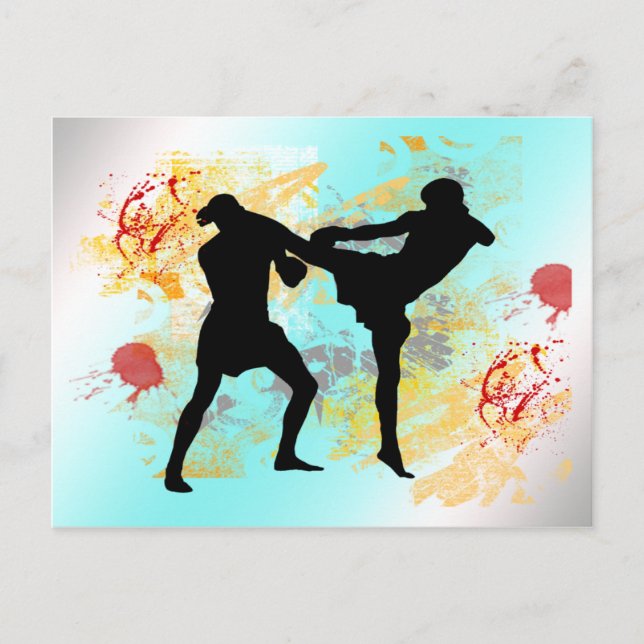 Carte Postale Coup de pied à la tête en MMA (Devant)