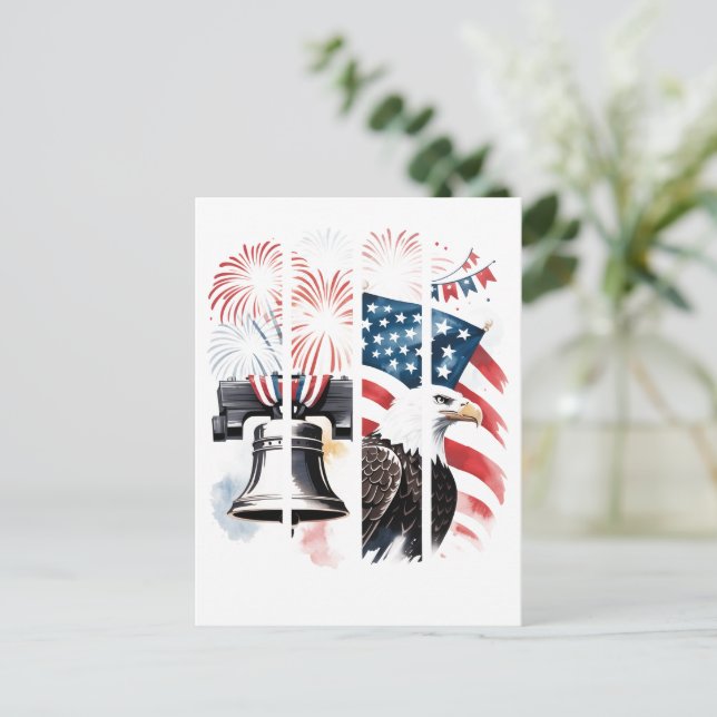 Carte Postale Coup de pinceau patriotique – Feux d'artifice, Dra (Debout devant)