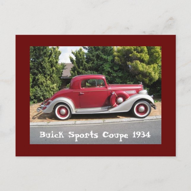 Carte Postale Coupe Buick Sports 1934 (Devant)