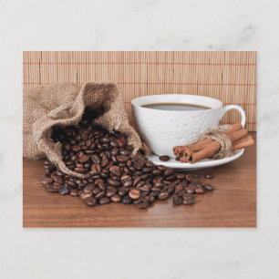 Carte postale Coupe de café et bâton de cannelle