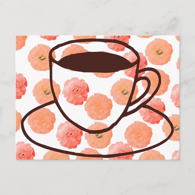 Carte postale Coupe de café Floral (Devant)