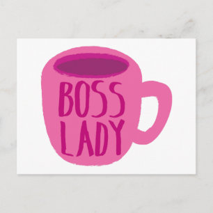 Carte Postale Coupe de café rose Boss Lady