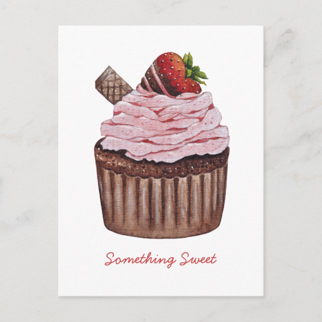 Carte Postale Coupe De Fraise Cute À L'Aquarelle (Devant)