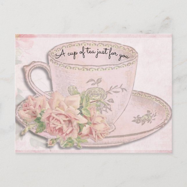 Carte Postale Coupe de thé pour la fête des mères rose (Devant)