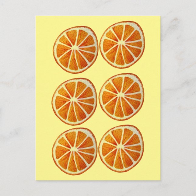 Carte Postale Coupe d'orange juteuse aquarelle art motif pop art (Devant)