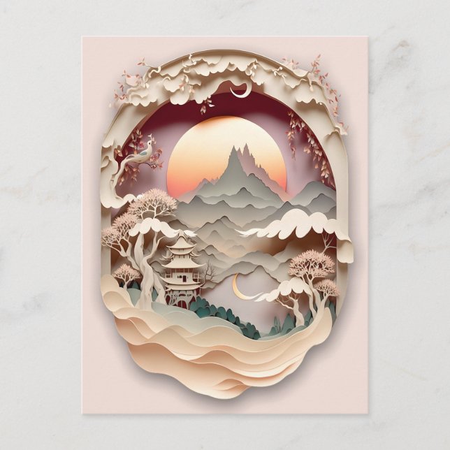 Carte postale Coupe papier Imaginaire paysage (Devant)