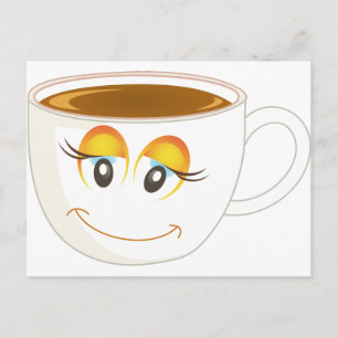 Carte Postale Coupe souriante de café - Femme