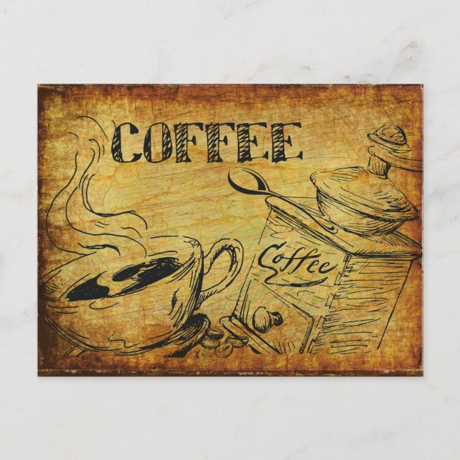 Carte Postale Coupe vintage de café Vieux broyeur de café (Devant)