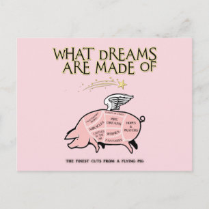 Carte Postale Coupes De Cochon Volantes-De Quoi Les Rêves Sont F