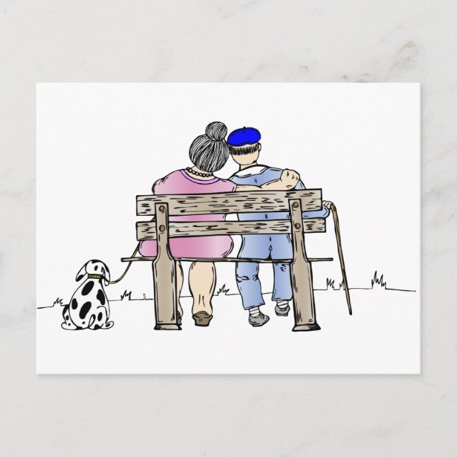 Carte Postale Couple âgé amoureux (Devant)